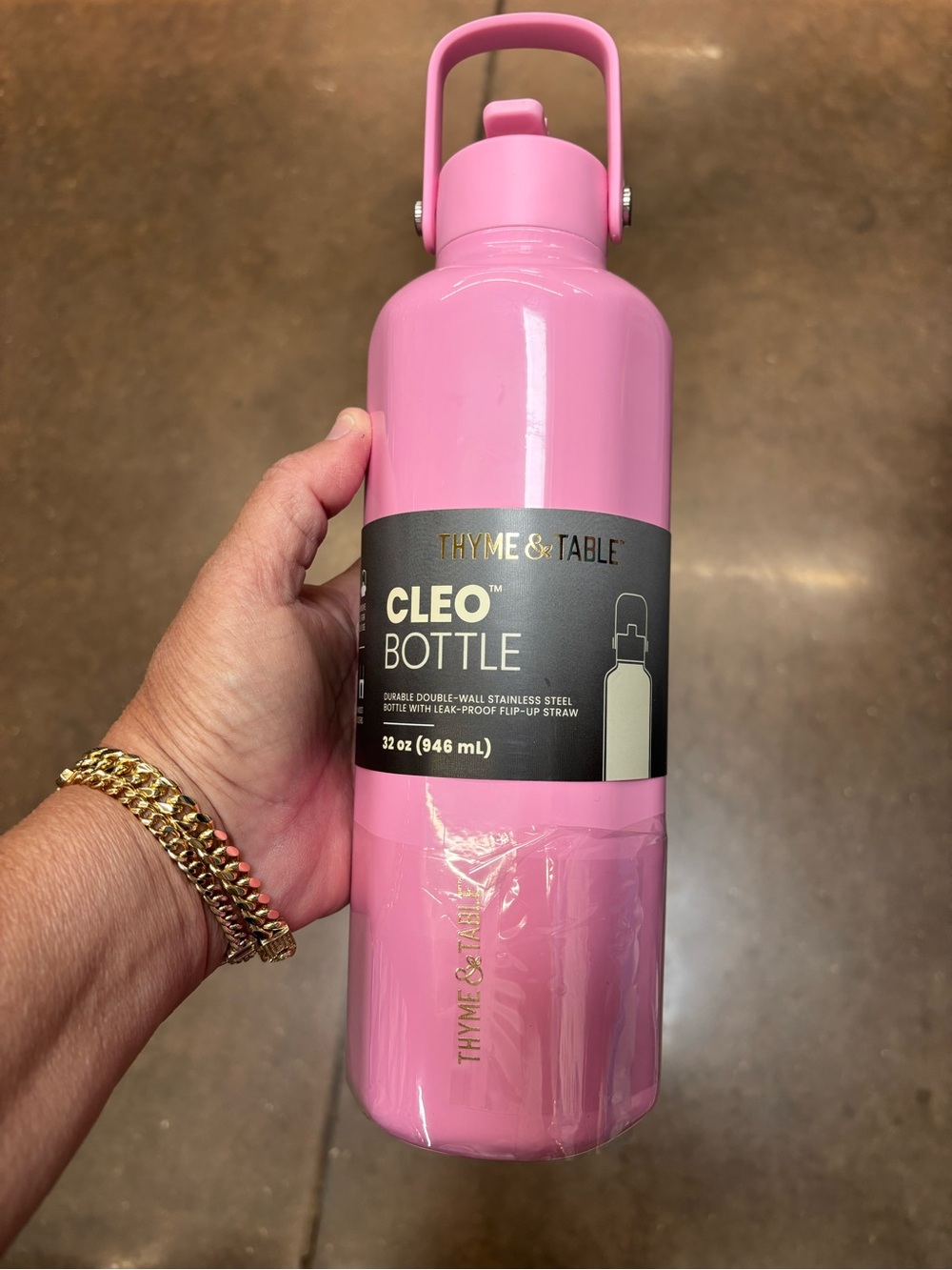 Thyme & Table Cleo 32 oz Pink Stainless Steel Water Bottle